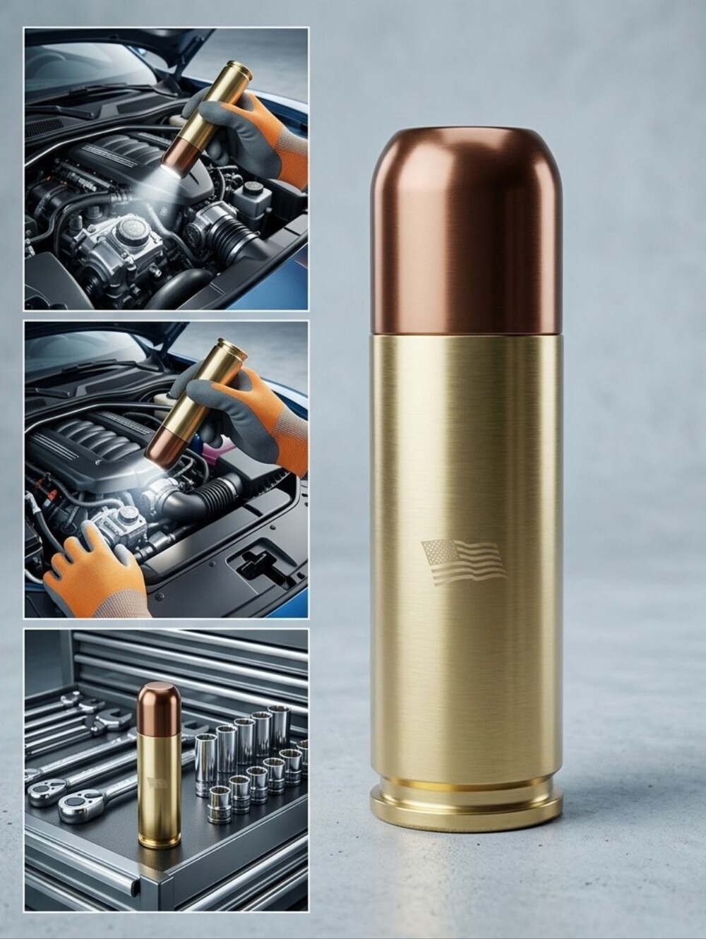 🍎 New Bullet Flashlight Aluminum Handheld Mini Convenient Copper Brass Color